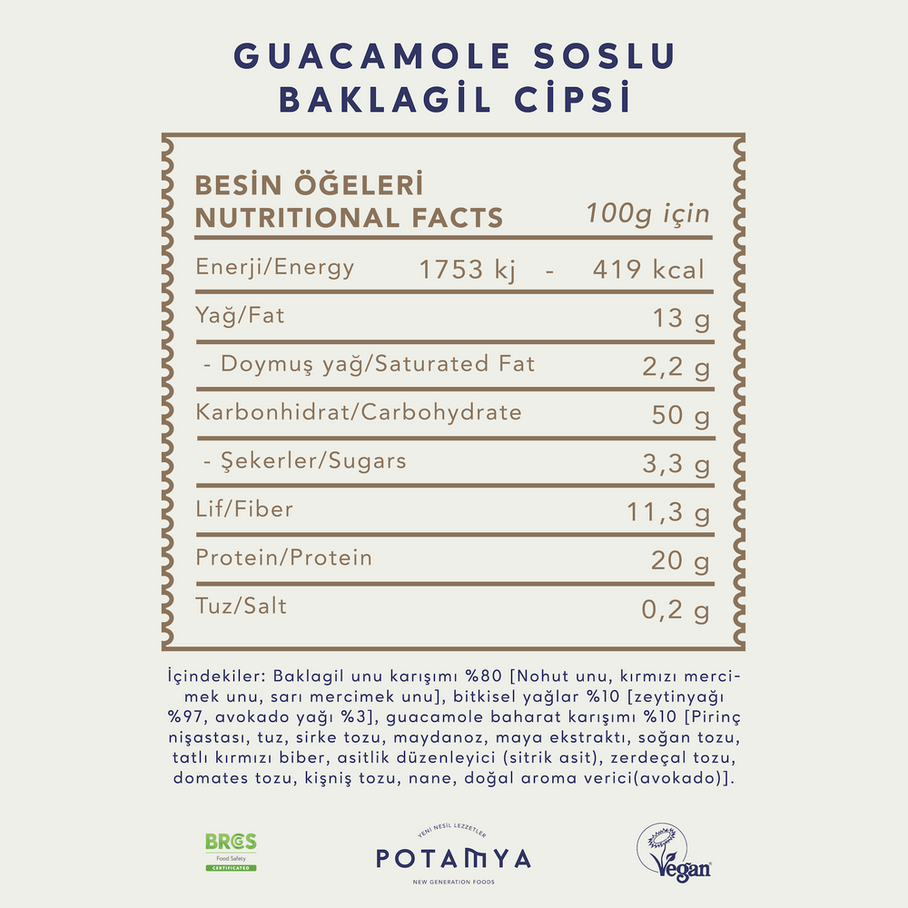 Guacamole Soslu Baklagil Cipsi