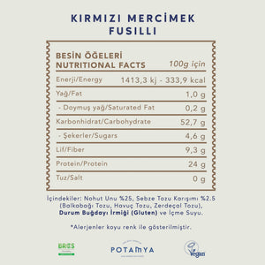 Kırmızı Mercimek Fusilli