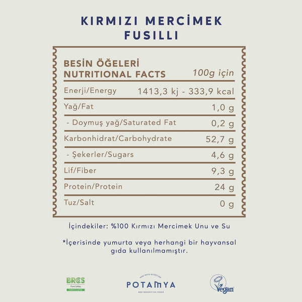 Kırmızı Mercimek Fusilli