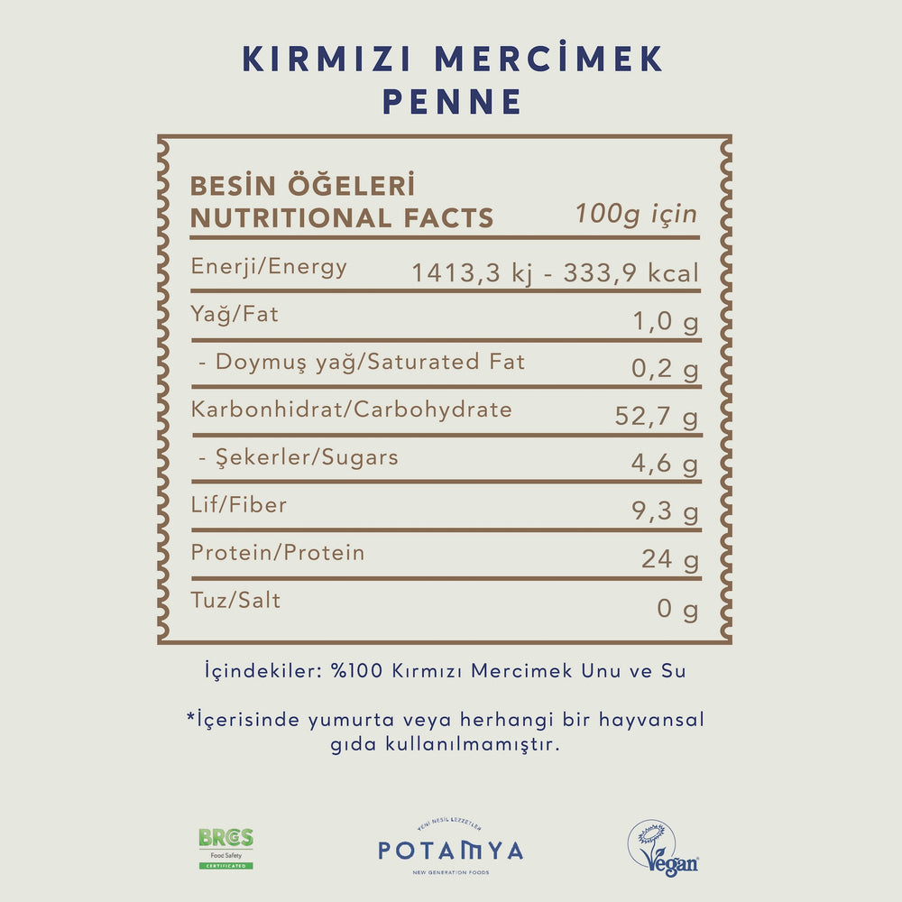 Kırmızı Mercimek Penne